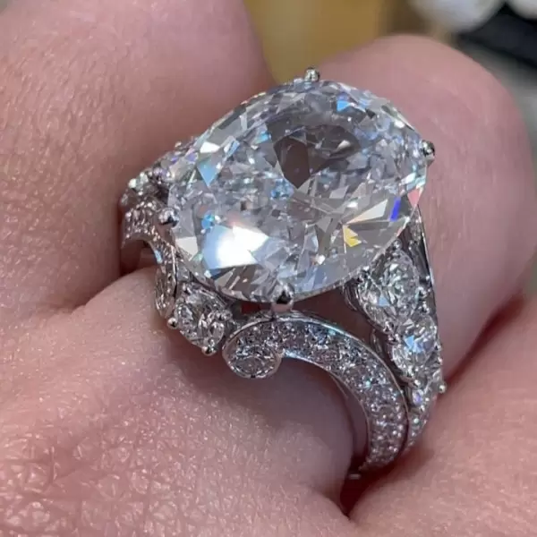5ct Oval Cut White Sapphire Vintage Engagement Ring