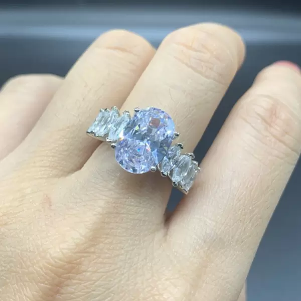 Oval Cut Sterling Silver Engagement Ring