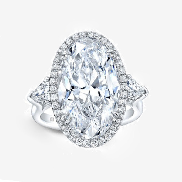 8ct Oval Cut Three-stone Halo Engagement Ring