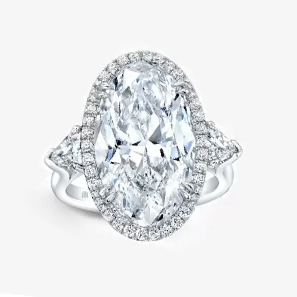 8ct Oval Cut Three-stone Halo Engagement Ring