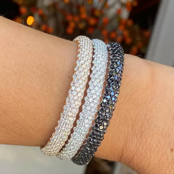 Classic Round Cut Sapphire Paved Couple's Bangle