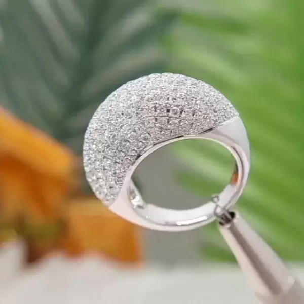 2.8ctw Round Cut Paved Dome Cocktail Ring