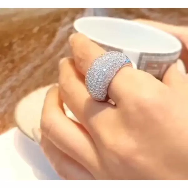 2.8ctw Round Cut Paved Dome Cocktail Ring