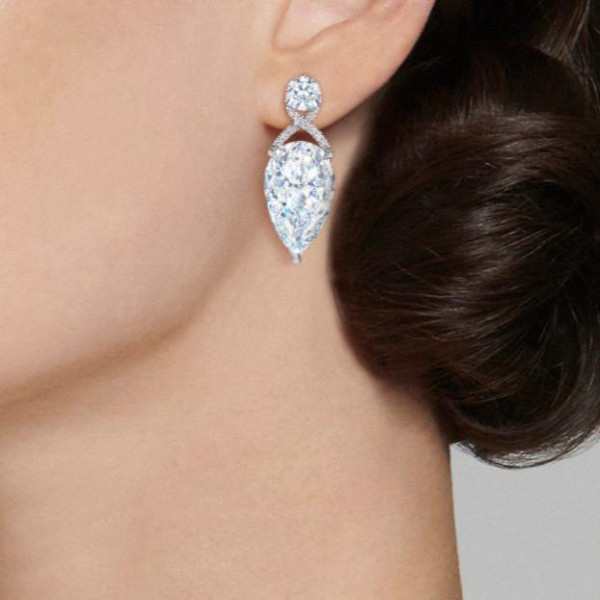 6.2ct Pear Cut White Sapphire Drop Earrings