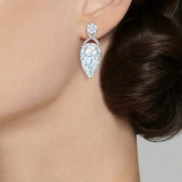 6.2ct Pear Cut White Sapphire Drop Earrings