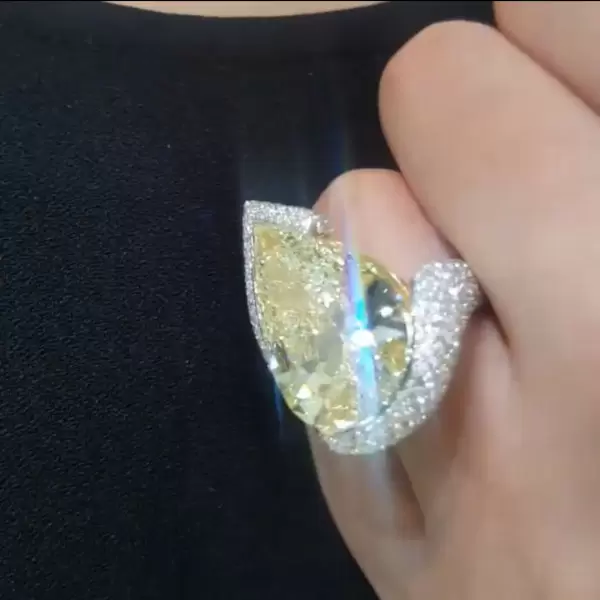 Pear shaped yellow sapphire ring clearance