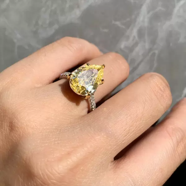 5ct Pear Cut Yellow Sapphire Classic Engagement Ring