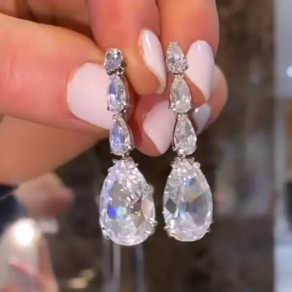 22ctw Pear Cut White Sapphire Drop Earrings