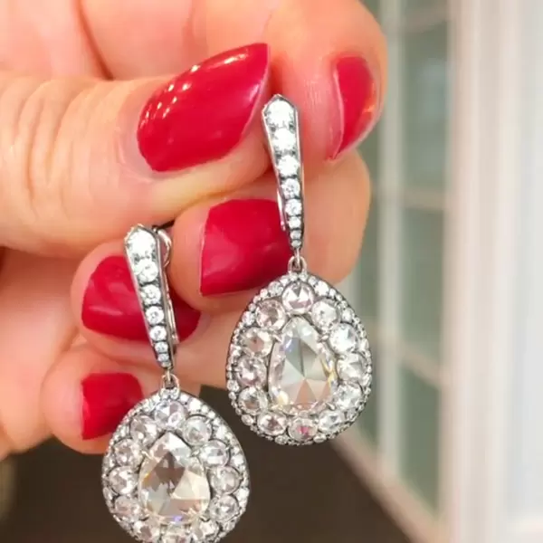 Pear Cut White Sapphire Drop Earrings