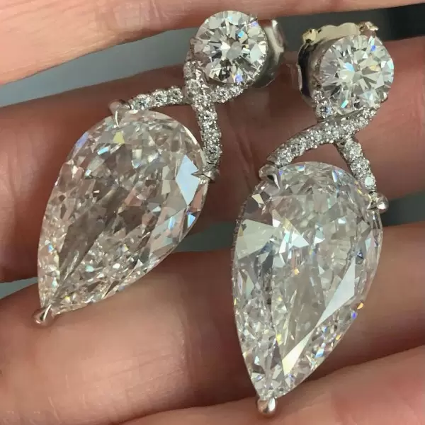6.2ct Pear Cut White Sapphire Drop Earrings