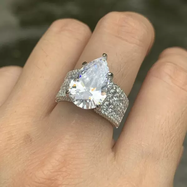 8ct Pear Cut White Sapphire Engagement Ring For Women SayaBling