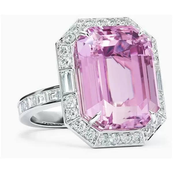 18ct Emerald Cut Pink Sapphire Engagement Ring 