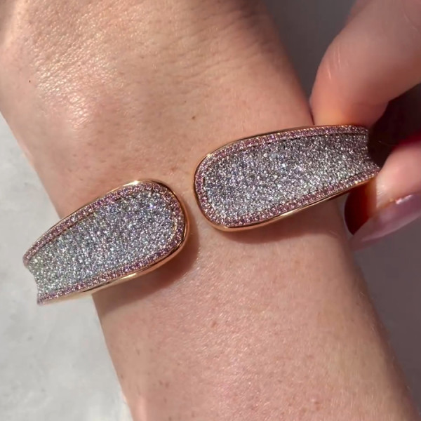 4.2ctw Pink and White Sapphire Cuff Bangle