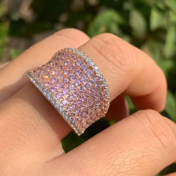 Pink Sapphire Paved Bold Cocktail Ring