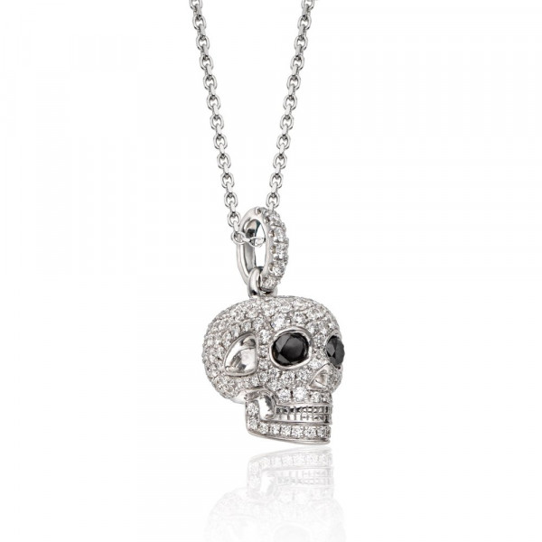 Skull Pendant Necklace in Sterling Silver
