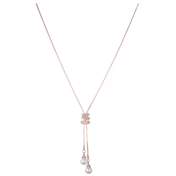 Fashion Spiral Design Crystal & Pearl Necklace in Alloy