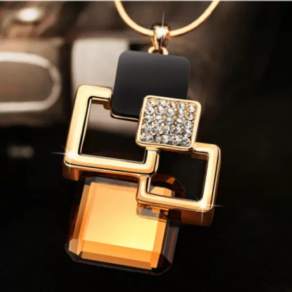 Geometric Square Pendant Lab-created Gemstone Necklace