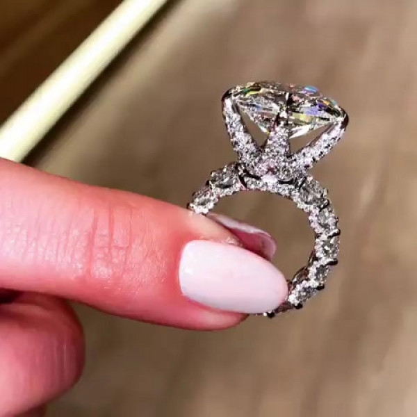 9.5ct Cushion Cut White Sapphire Engagement Ring