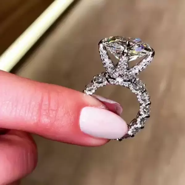9.5ct Cushion Cut White Sapphire Engagement Ring