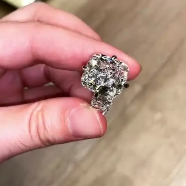 9.5ct Cushion Cut White Sapphire Engagement Ring