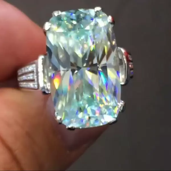 8.4ct Cushion Cut Light Aquamarine Engagement Ring