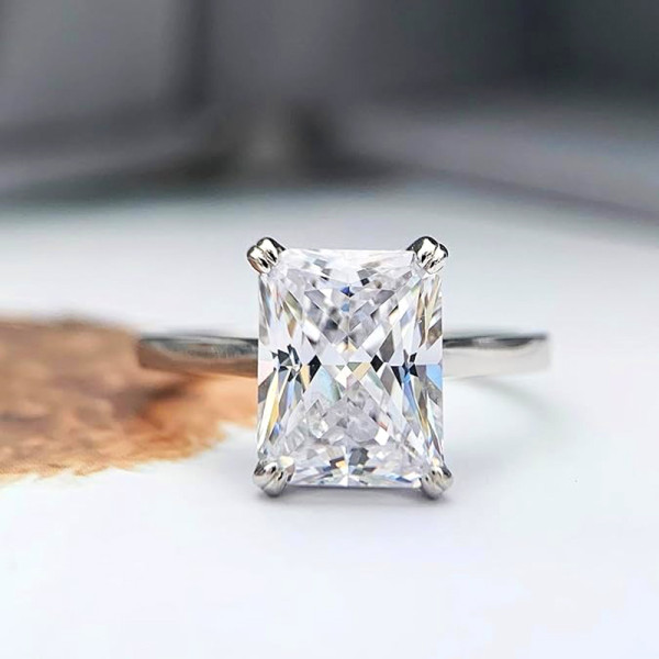 3.5ct Radiant Cut White Sapphire Engagement Ring