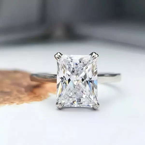 3.5ct Radiant Cut White Sapphire Engagement Ring