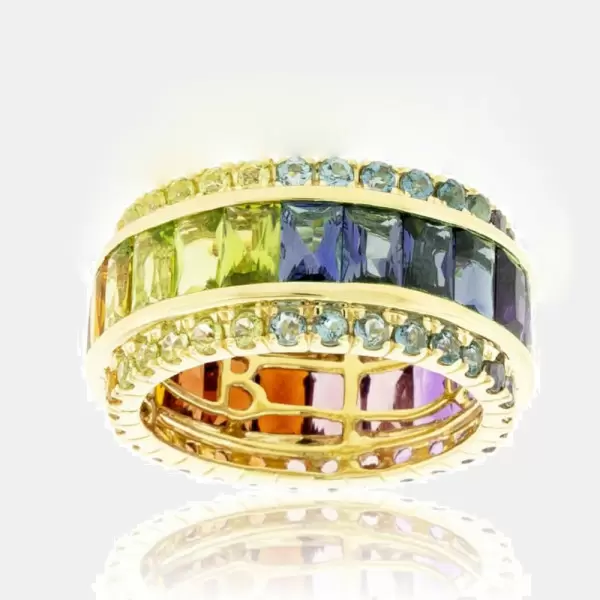 12ctw Radiant Cut Multicolor Sapphire Rainbow Ring