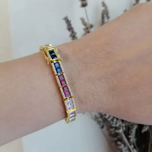 15.8ctw Multicolor Sapphire Tennis Bracelet