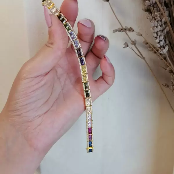 15.8ctw Multicolor Sapphire Tennis Bracelet