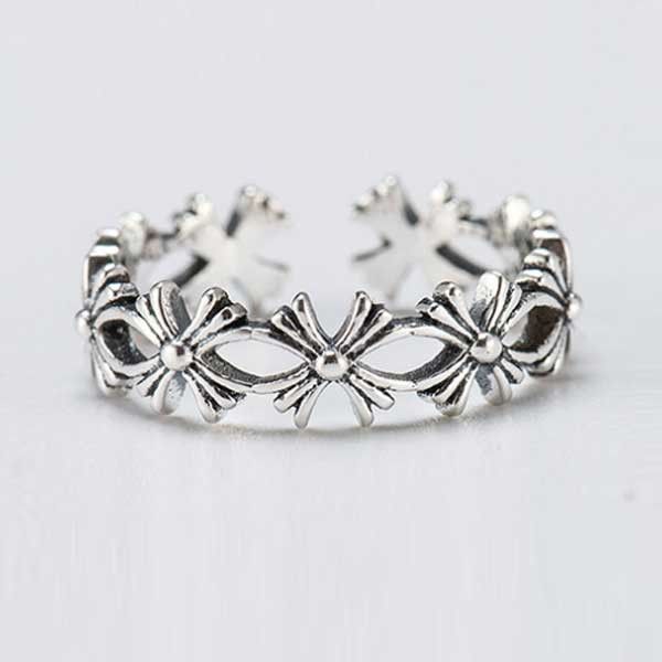 925 Sterling Silver Handmade Plum Blossom Shape Adjustable Ring