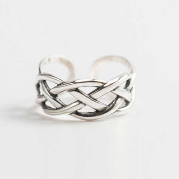 925 Sterling Silver Handmade Star Cross Hollow Out Adjustable Ring