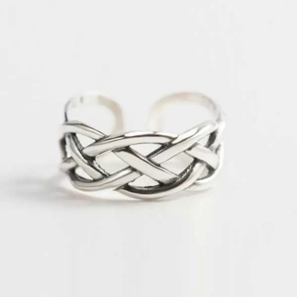925 Sterling Silver Handmade Star Cross Hollow Out Adjustable Ring