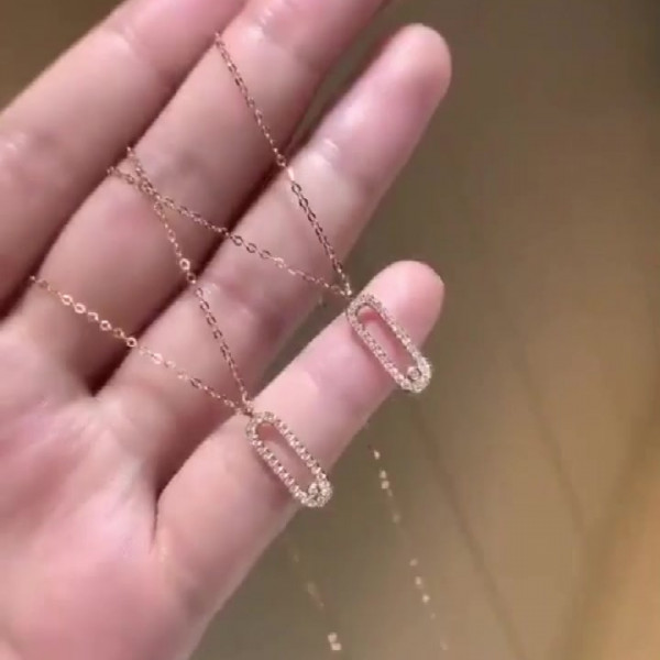 Round Cut White Sapphire Zipper Necklace