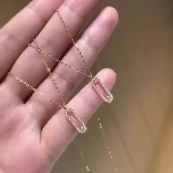 Round Cut White Sapphire Zipper Necklace