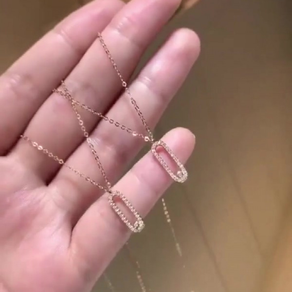 Round Cut White Sapphire Zipper Necklace