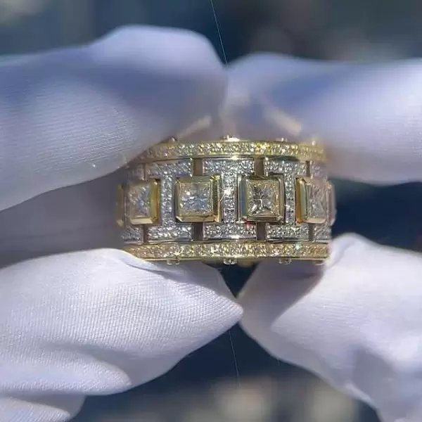 5.7ct White Sapphire Mechanical Screw Men's Ring