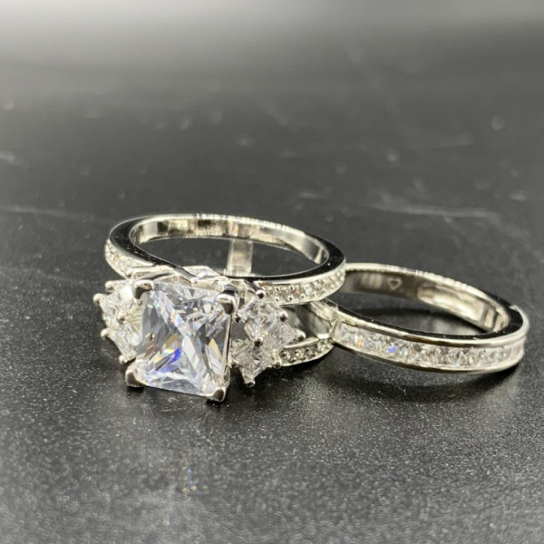 Radiant Cut White Sapphire Bridal Set