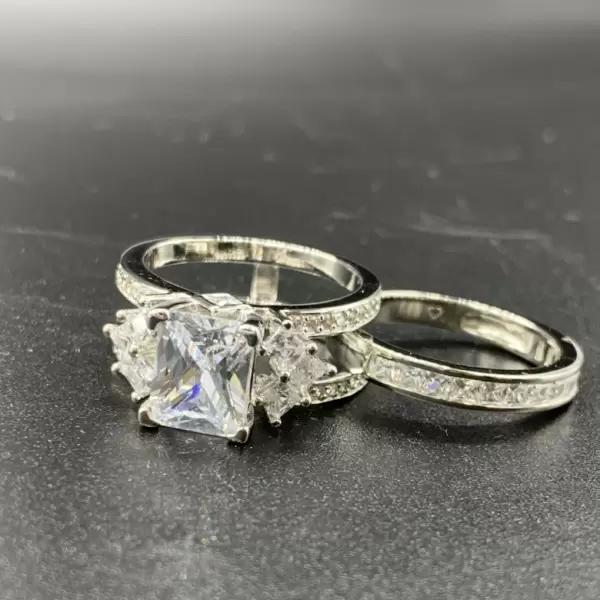 Radiant Cut White Sapphire Bridal Set