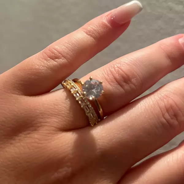 2ct Round Cut Under Halo 2pcs Bridal Set in Gold