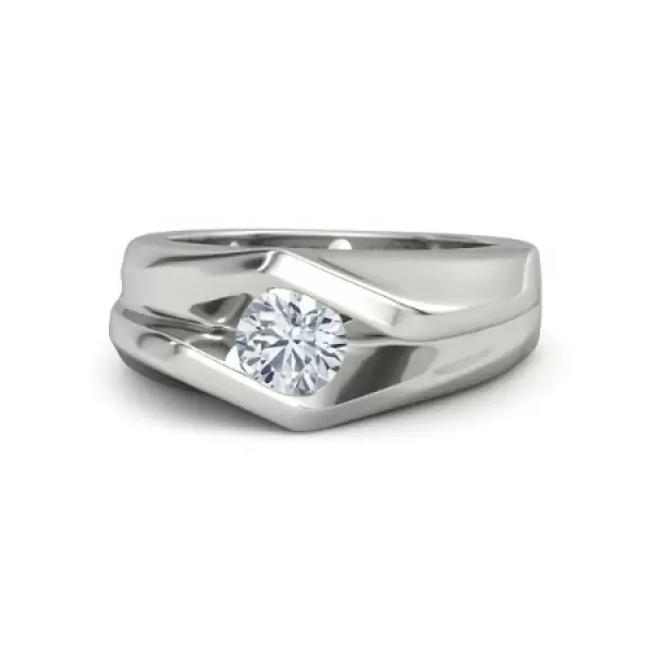 1ct Round Cut White Sapphire Engagement Ring for Men