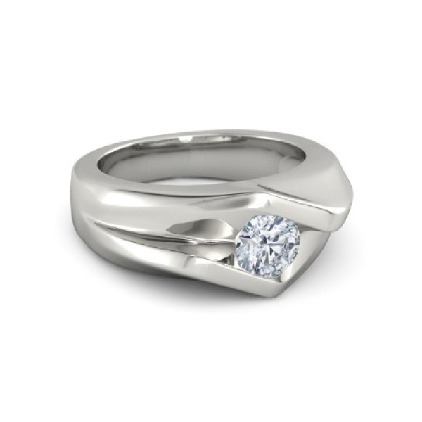 1ct Round Cut White Sapphire Engagement Ring for Men