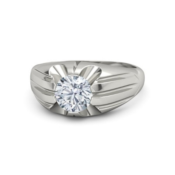 Handmade Round Cut Sterling Silver Men's Ring