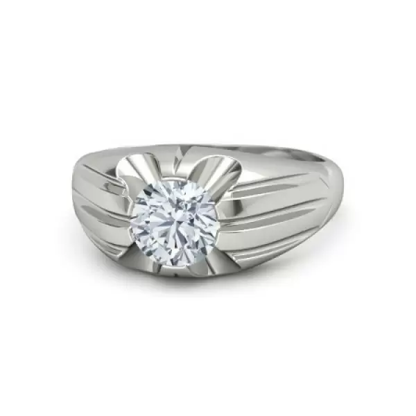 Handmade Round Cut Sterling Silver Men's Ring