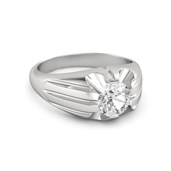 Handmade Round Cut Sterling Silver Men's Ring