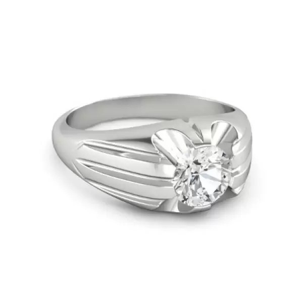 Handmade Round Cut Sterling Silver Men's Ring