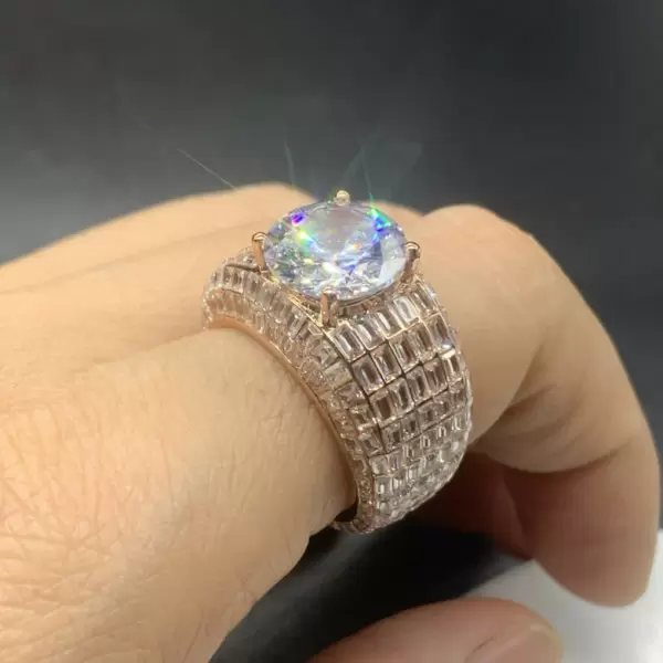 5ct Round Cut White Sapphire Invisible Setting Engagement Ring