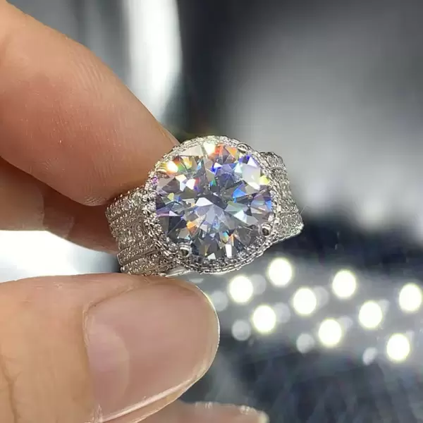 5ct Halo Round Cut White Sapphire Engagement Ring