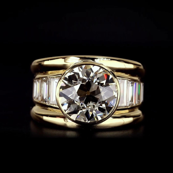 16mm Width 5ct Round Cut White Sapphire Bold Cocktail Ring