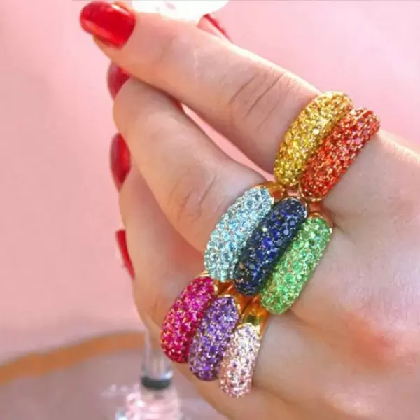 7MM Wide Multicolor Sapphire Paved Wedding Band
